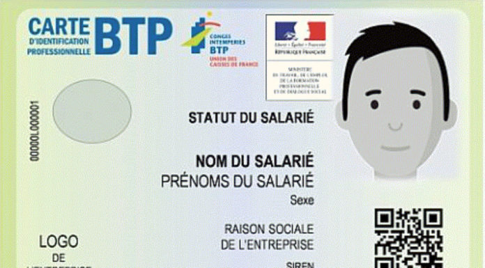Carte d’identification professionnelle du BTP : baisse du prix à partir du 1er novembre 2020