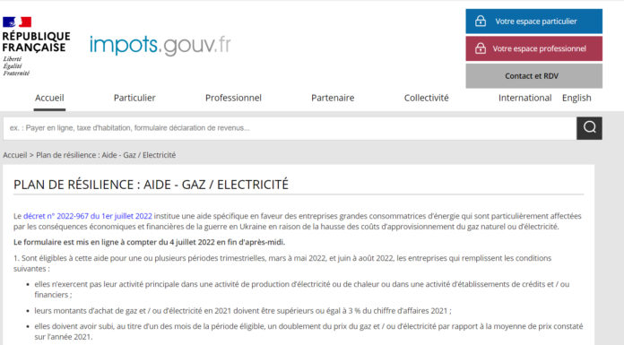 Demande d’aide d’urgence « gaz et électricité ».