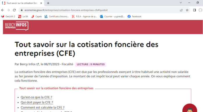 Mise en place de facilités de paiement de la cotisation CFE 2023
